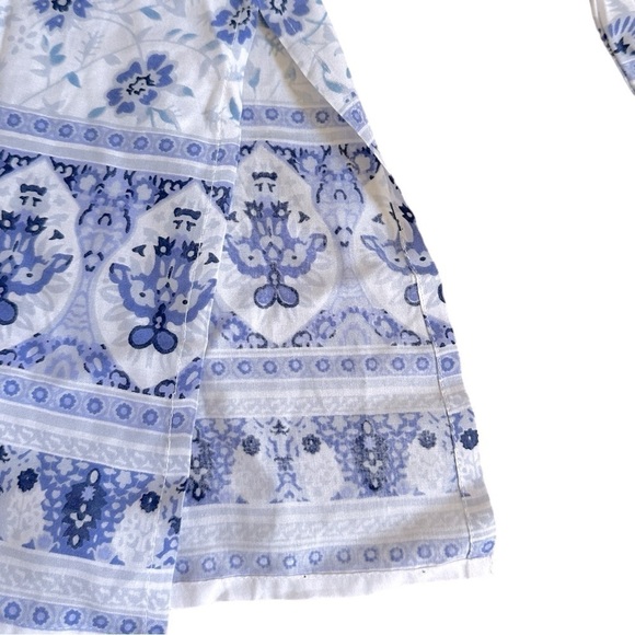 Devi Blue White Floral Print Rayon Tunic Dress Size L Boho Resort Beach NWT - Picture 6 of 9